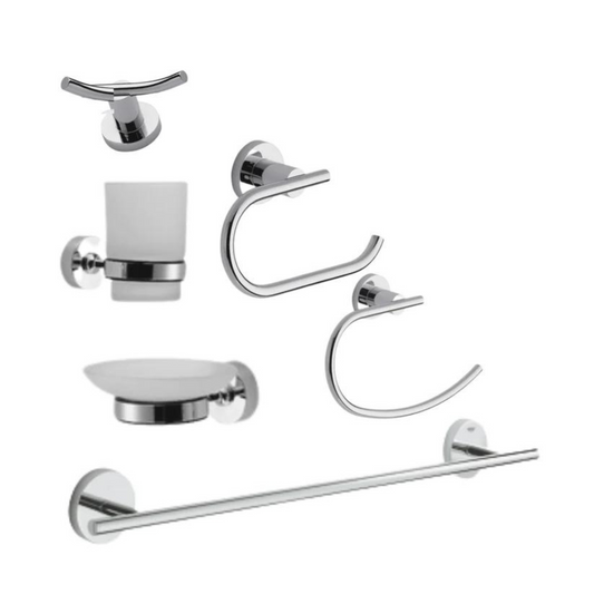 Set de Accesorios para Baño (6 Piezas) - Acero Inoxidable / Acabado Cromado